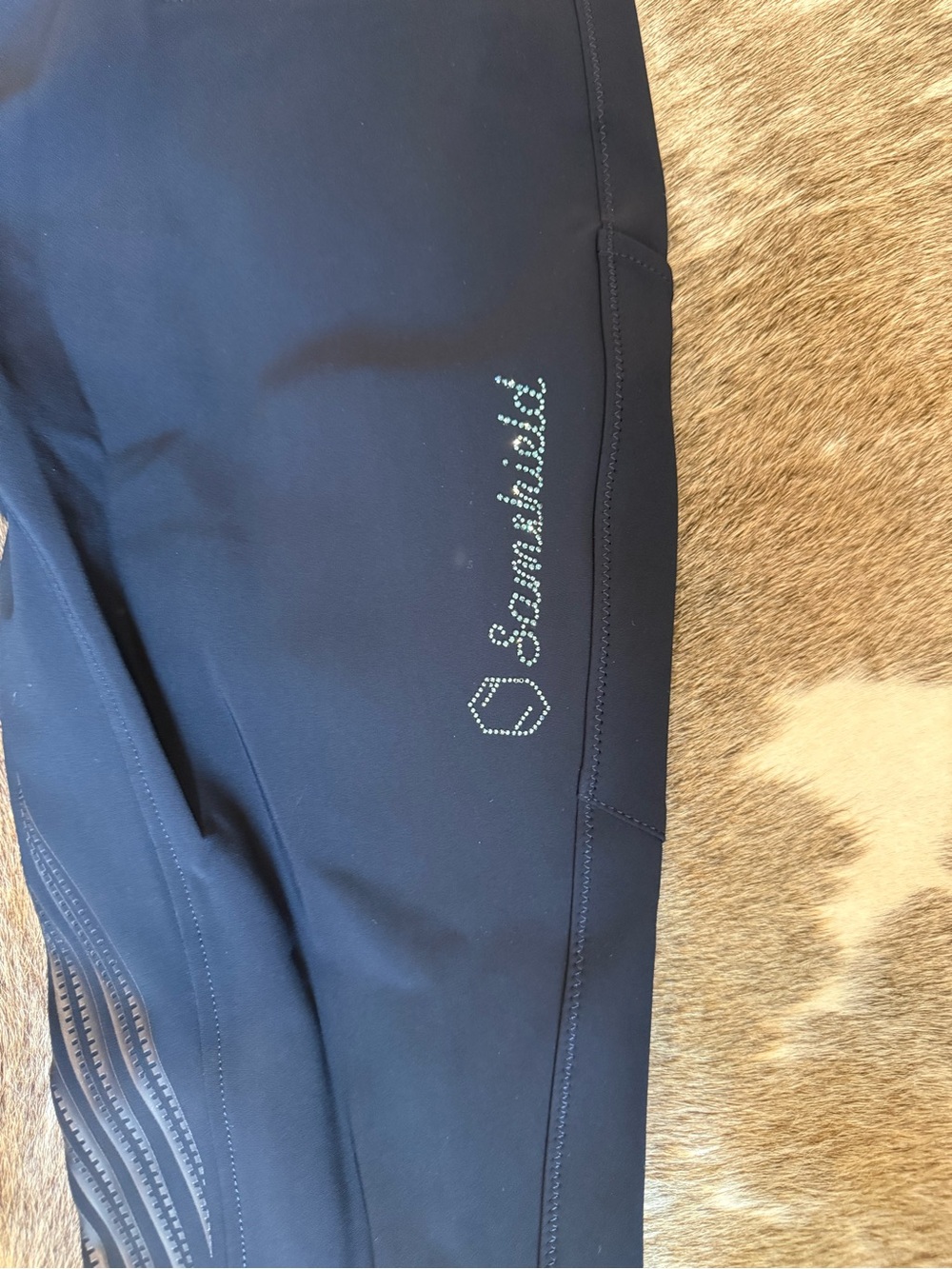 Samshield Women's Dark Navy Performance Riding Tights. Pull on style. - Picture 6 of 6
